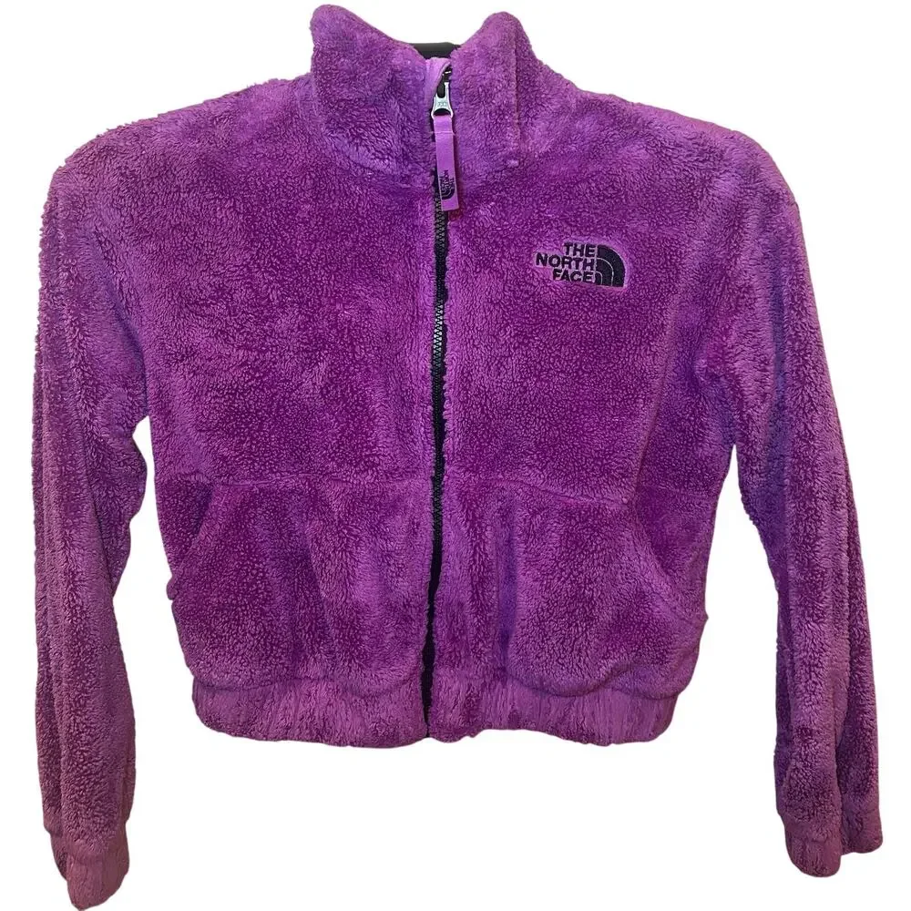 The North Face Purple Cropped Full Zip Fleece Jacket Girls size 10/12